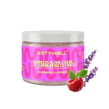 Elektrolyty HYDRAGLOW 2.0 Estywell 300 g – Malina & Levanduľa